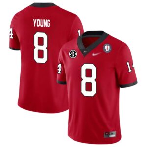 Colbie Young No 8 Mens Red Georgia Bulldogs 2022 SEC & National Championship Jersey