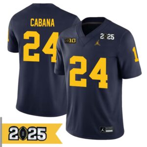 Cole Cabana No 24 Men CFP Michigan Wolverines 2025 Home Game Jersey- Replica