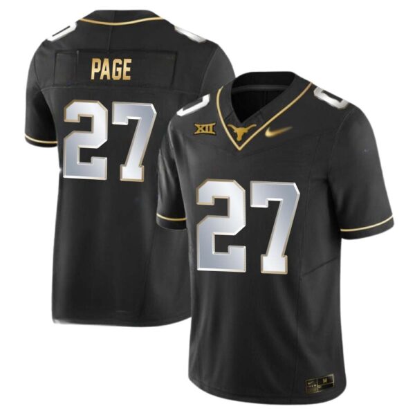 Colin Page No 27 Texas Longhorns Gold Vapor Limited Black Jersey