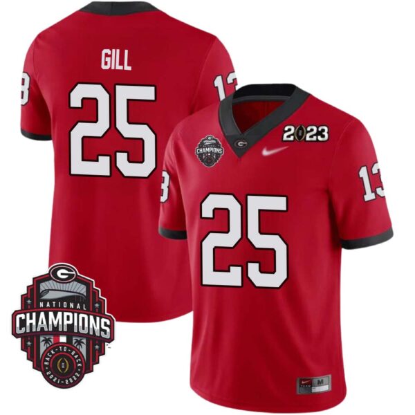 Collin Gill No 25 Mens Georgia Bulldogs Back To Back National Champions 2023 Limited Jersey