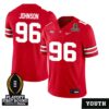 Collin Johnson No 96 Youth Cfp Ohio State Buckeyes 2025 Home Game Jersey- Replica