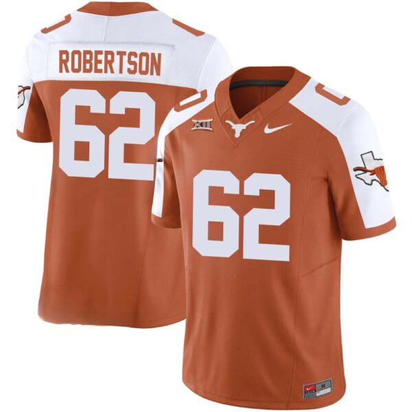 Connor Robertson No 62 Texas Longhorns Vapor Limited Custom Orange Jersey