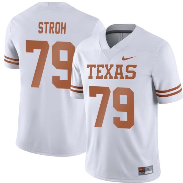 Connor Stroh No 79 White Texas Longhorns Football Custom Game Jersey For Men