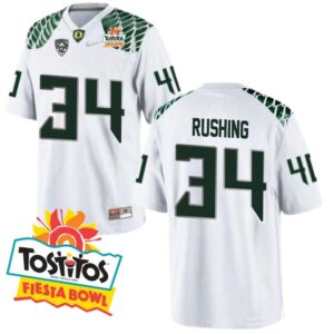 Cruz Rushing No 34 Mens Oregon Ducks Mighty Oregon Throwback Football Uniforms Fiesta Bowl 2013 Champions Patch