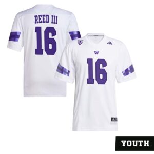 Curley Reed III No 16 Youth’s White Washington Huskies Premier Football Jersey