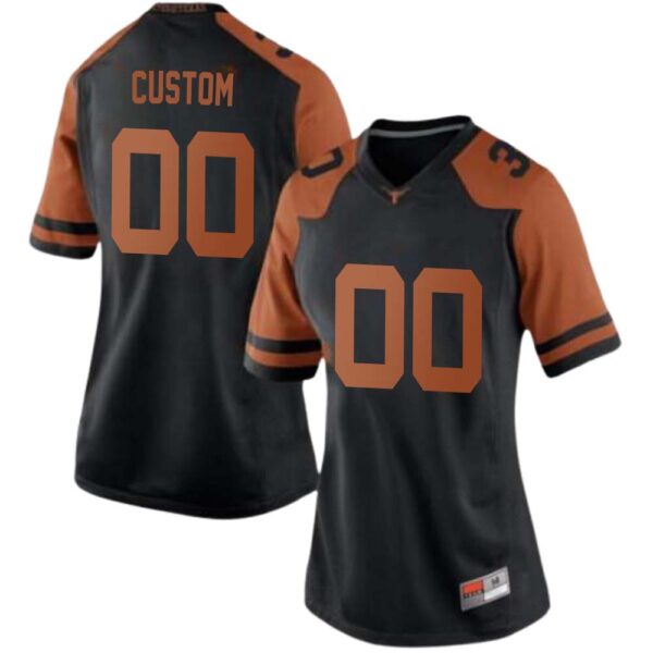 Custom 00 Black Texas Longhorns Football Jersey For Woman