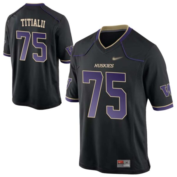 D’angalo Titialii No 75 Washington Huskies Game Football Jersey – Black