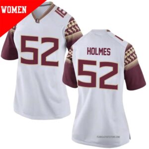 DD Holmes No 52 Woman’s White Florida State Seminoles Game Football Jersey