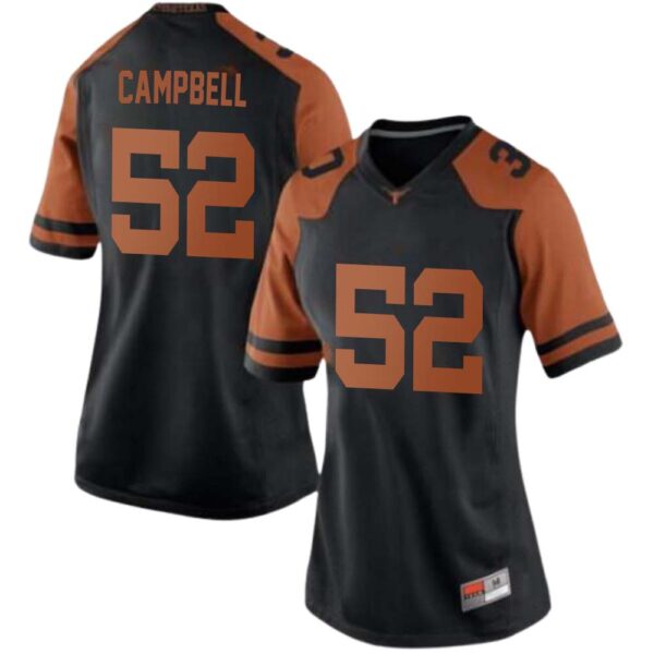 Dj Campbell No 52 Black Texas Longhorns Football Jersey For Woman
