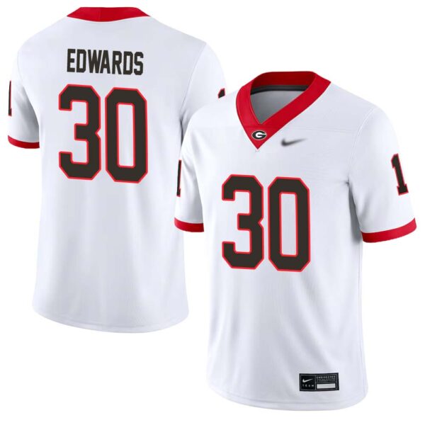 Daijun Edwards No 30 Mens White Georgia Bulldogs Nil Pick A Player Football Jersey