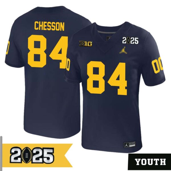 Dale Chesson No 84 Youth Cfp Michigan Wolverines 2025 Home Game Jersey- Replica