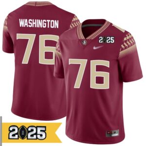 Darius Washington No 76 Men CFP Florida State Seminoles 2025 Home Game Jersey- Replica