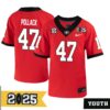 David Pollack No 47 Youth Cfp Georgia Bulldogs Playoff First Round 2025 Jersey- Replica