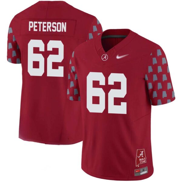 Davis Peterson No 62 Men’s Alabama Crimson Tide Vapor College Football Limited Stitched Crimson