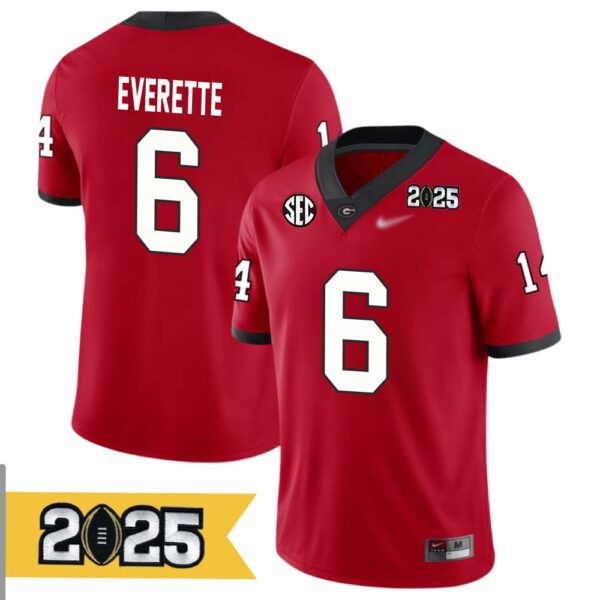 Daylen Everette No 6 Men Cfp Georgia Bulldogs 2025 Home Game Jersey- Replica