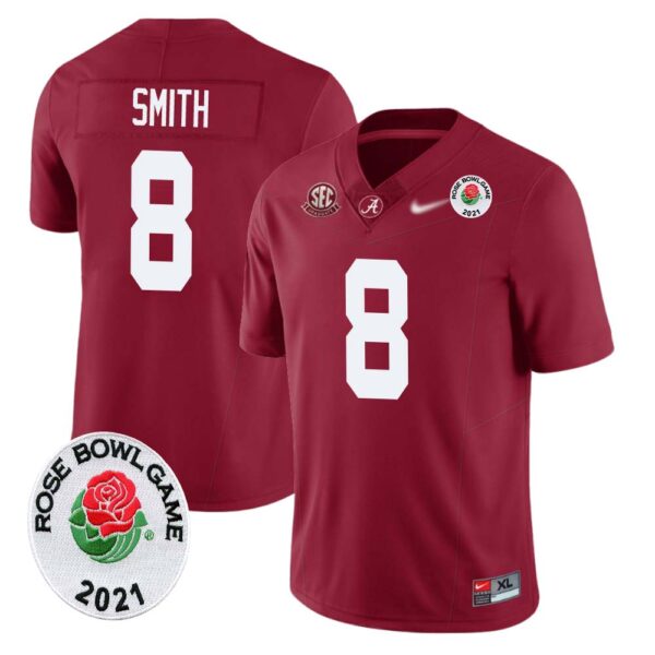 Devonta Smith No 8 Men’s Alabama Crimson Tide Limited Custom Rose Bowl 2021 Jersey