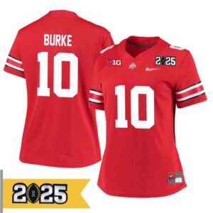 Denzel Burke No 10 Woman CFP Ohio State Buckeyes 2025 Home Game Jersey- Replica