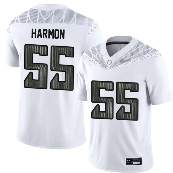 Derrick Harmon No 55 Men’S White Alumni Oregon Ducks Game Jersey