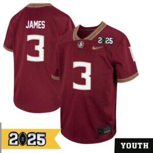 Derwin James No 3 Youth CFP Florida State Seminoles 2025 Home Game Jersey- Replica