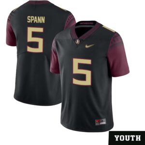Deuce Spann No 5 Youth’s Florida State Seminoles Limited Football Jersey – Black