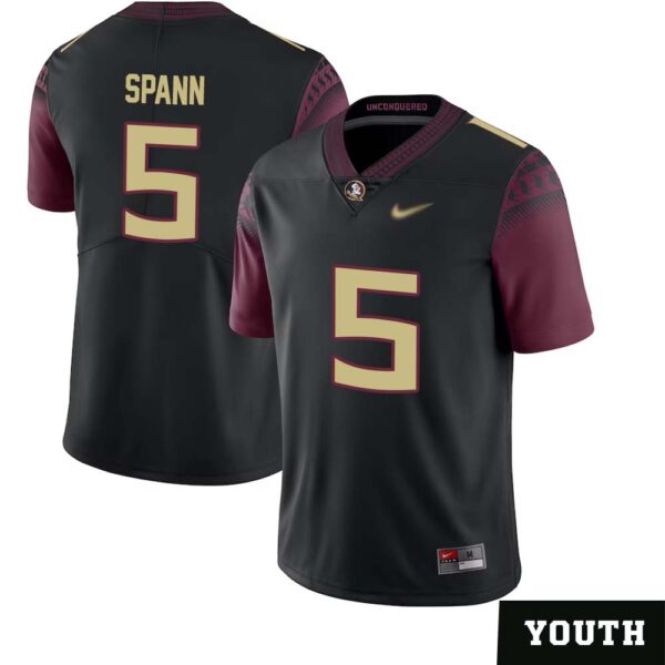 Deuce Spann No 5 Youth’s Florida State Seminoles Limited Football Jersey – Black