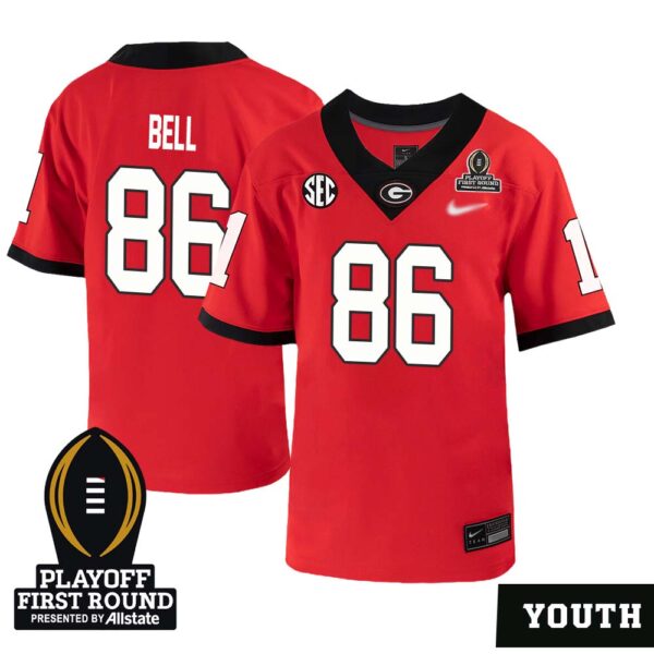 Dillon Bell No 86 Youth Cfp Georgia Bulldogs Playoff First Round 2025 Jersey- Replica