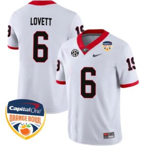 Dominic Lovett No 6 Mens Georgia Bulldogs Orange Bowl 2023 Tag Jersey