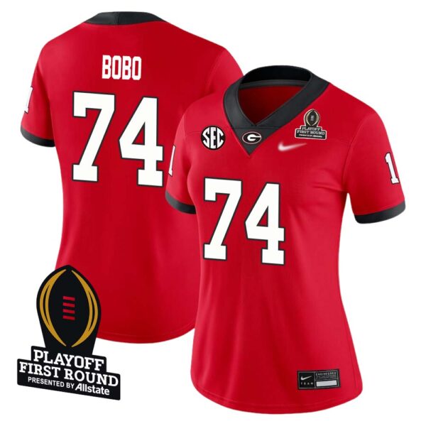 Drew Bobo No 74 Woman Cfp Georgia Bulldogs Playoff First Round 2025 Jersey- Replica