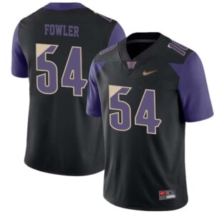 Drew Fowler No 54 Men’s Black Washington Huskies Premier Football Jersey