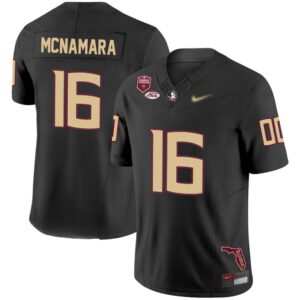 Dylan McNamara No 16 Men’s Florida State Seminoles Throwback Limited Football Jersey- Black