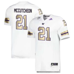 Dyson McCutcheon No 21 Men’s Washington Huskies adidas Husky Royalty Premier Strategy Jersey – White