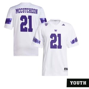 Dyson McCutcheon No 21 Youth’s White Washington Huskies Premier Football Jersey