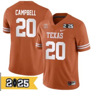 Earl Campbell No 20 Men CFP Texas Longhorns 2025 Home Game Jersey- Replica