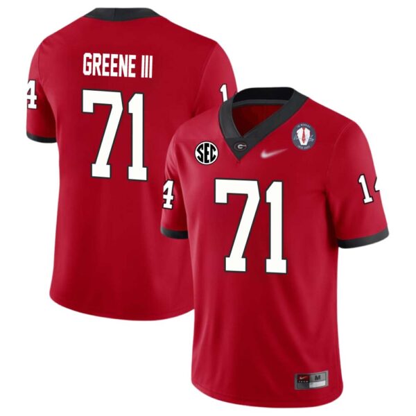Earnest Greene Iii No 71 Mens Red Georgia Bulldogs 2022 Sec & National Championship Jersey