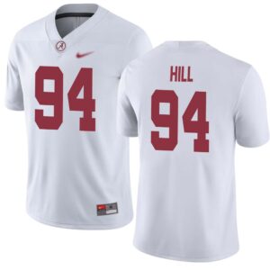 Edric Hill No 94 Men’s White Alabama Crimson Tide Custom Game Football Jersey