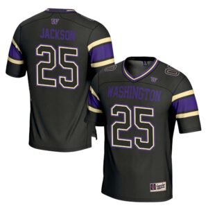 Elijah Jackson No 25 Men’s GameDay Greats Black Washington Huskies NIL Pick-A-Player Football Jersey