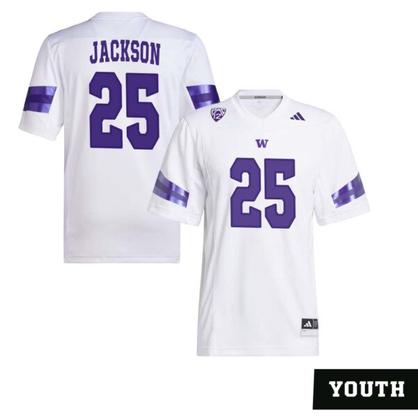 Elijah Jackson No 25 Youth’s White Washington Huskies Premier Football Jersey