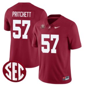 Elijah Pritchett No 57 Men’s Alabama Crimson SEC Championship 2020 Patch Vapor Gold Football Crimson Alter