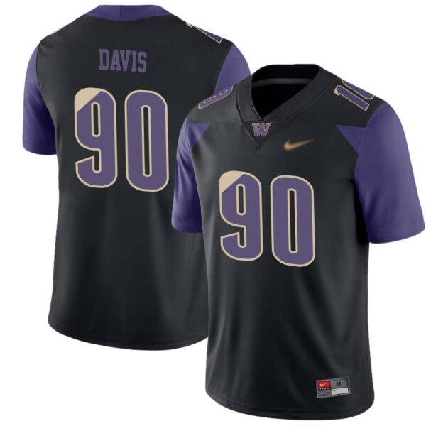 Elinneus Davis No 90 Men’s Black Washington Huskies Premier Football Jersey