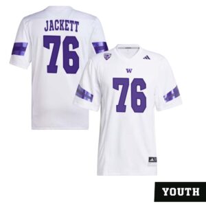 Elishah Jackett No 76 Youth’s White Washington Huskies Premier Football Jersey