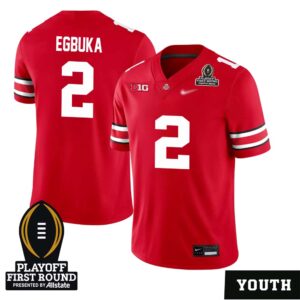 Emeka Egbuka No 2 Youth CFP Ohio State Buckeyes Playoff First Round 2025 Jersey- Replica