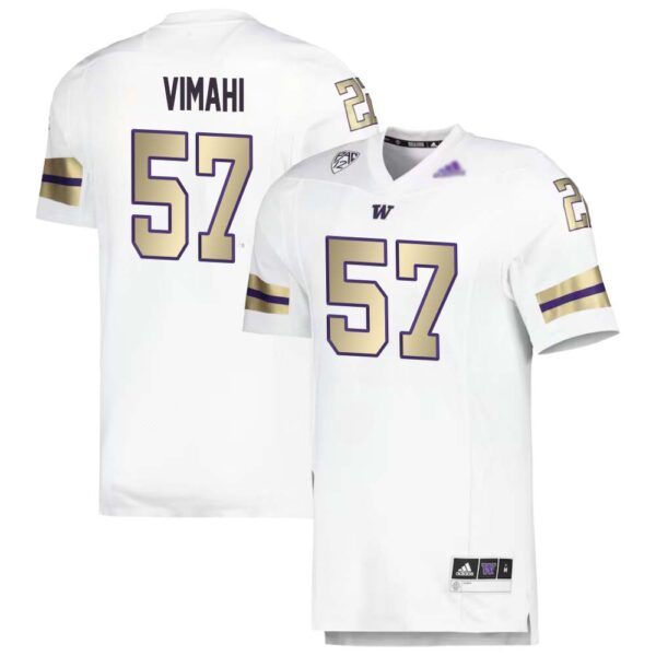 Enokk Vimahi No 57 Men’s Washington Huskies Adidas Husky Royalty Premier Strategy Jersey – White