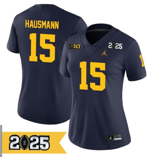 Ernest Hausmann No 15 Woman Cfp Michigan Wolverines 2025 Home Game Jersey- Replica