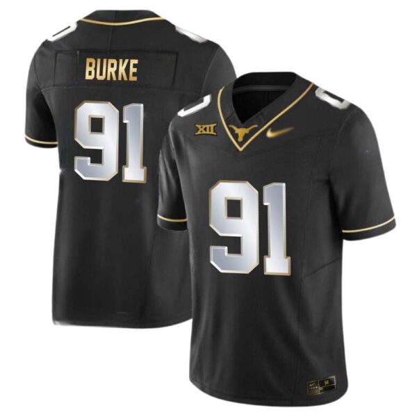 Ethan Burke No 91 Texas Longhorns Gold Vapor Limited Black Jersey