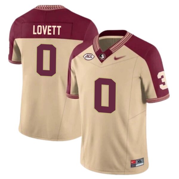 Fabien Lovett No 0 Men’s Florida State Seminoles Football Vapor Gold Jersey