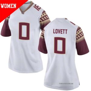 Fabien Lovett No 0 Woman’s White Florida State Seminoles Game Football Jersey