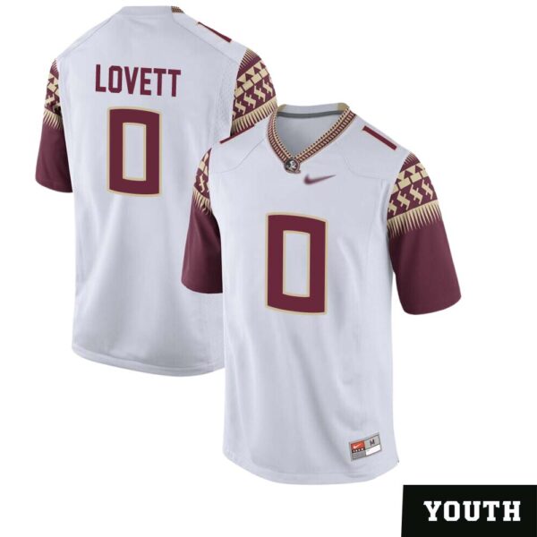 Fabien Lovett No 0 Youth’s White Florida State Seminoles Game Football Jersey