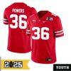 Gabe Powers No 36 Youth Cfp Ohio State Buckeyes Playoff First Round 2025 Jersey- Replica