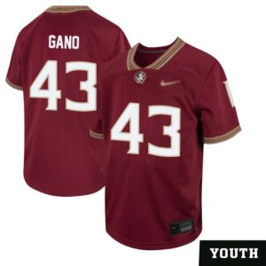 Graham Gano No 43 Youth’s Florida State Seminoles Home Game Football Jersey