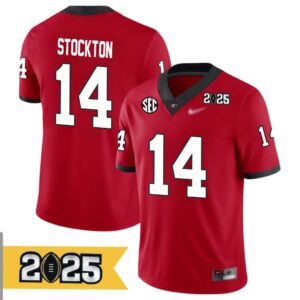 Gunner Stockton No 14 Men CFP Georgia Bulldogs 2025 Home Game Jersey- Replica